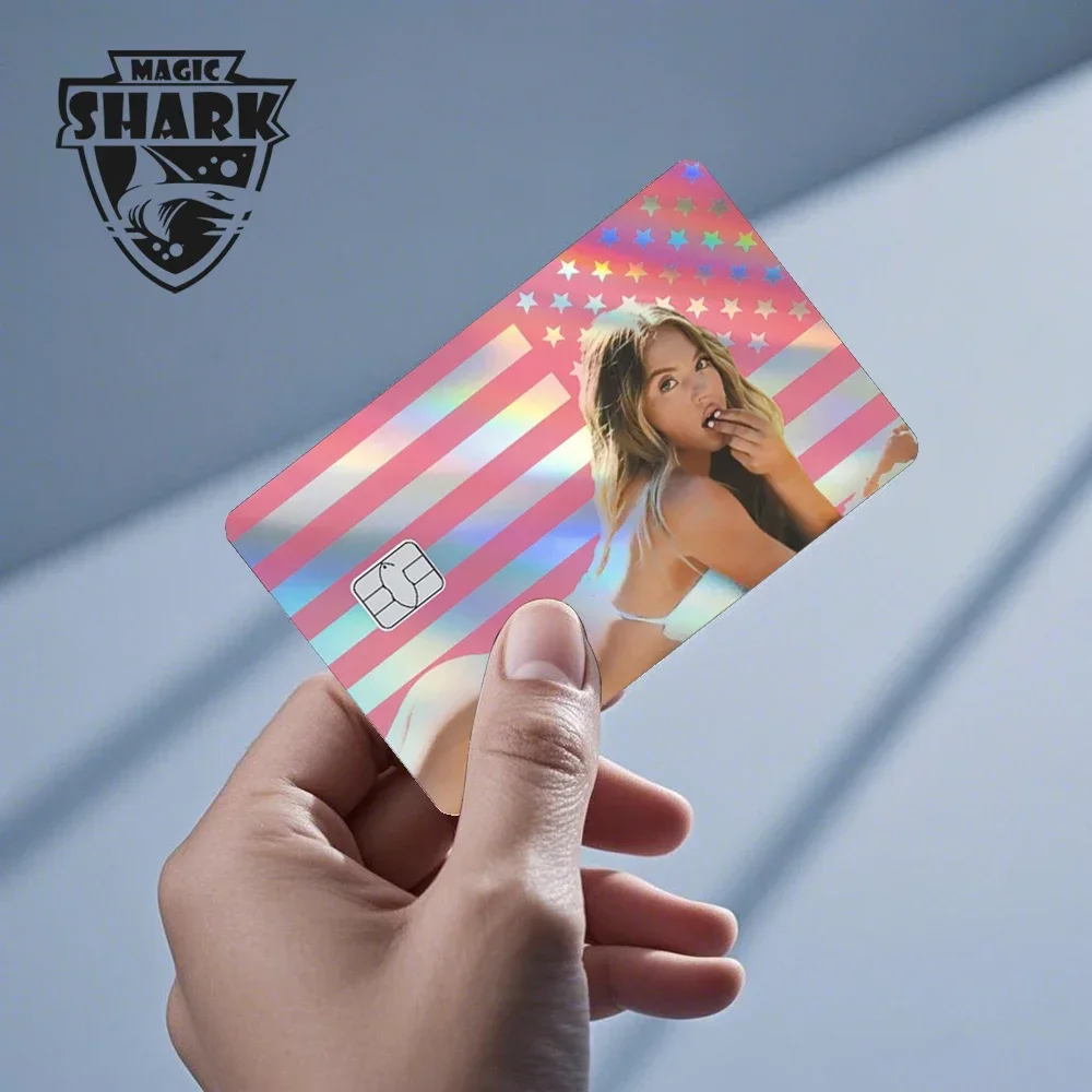 2025 New Cute Holographic Mouse Cat No Fade Laser Reflective Front Skin Cover Skin Sticker for Credit Card Debit Bank Card