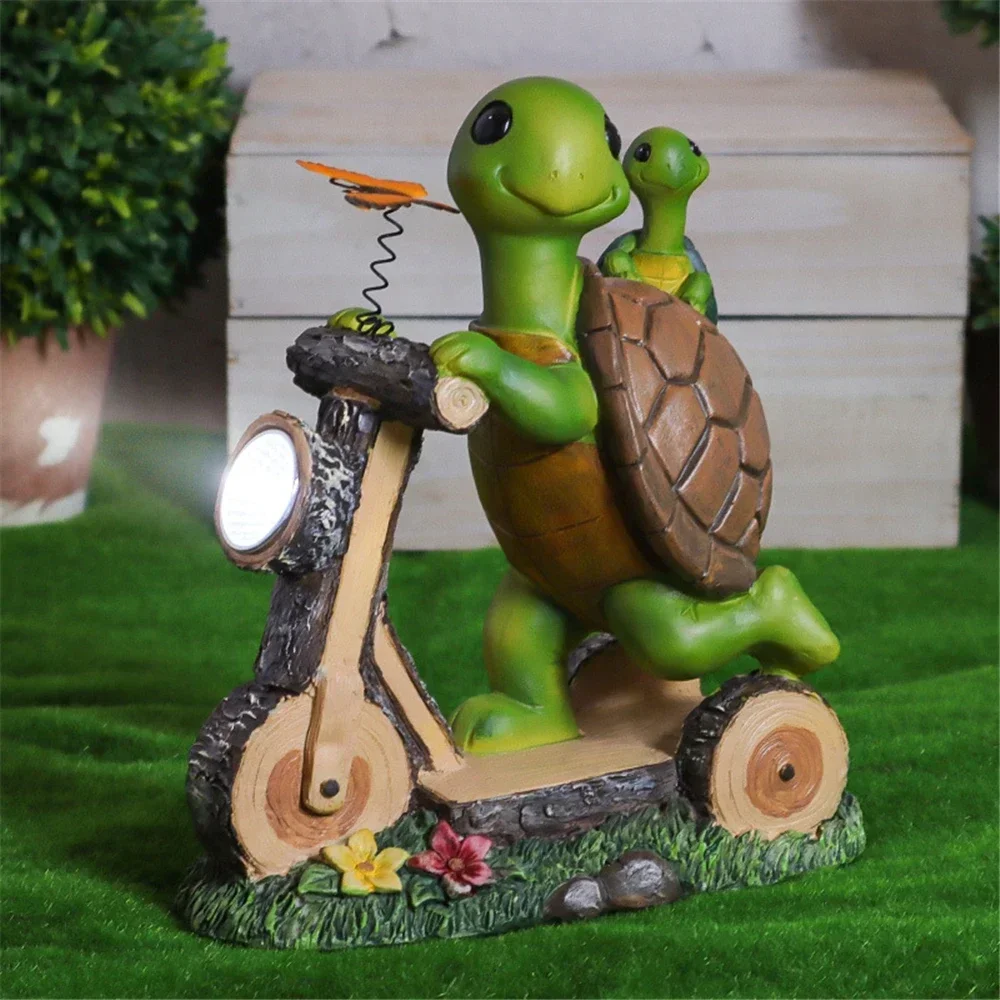 

Green Little Turtle Gliding Solar Lights Yard Gardening Riding Ornament Animal Sculpture Decoration Home Decorations