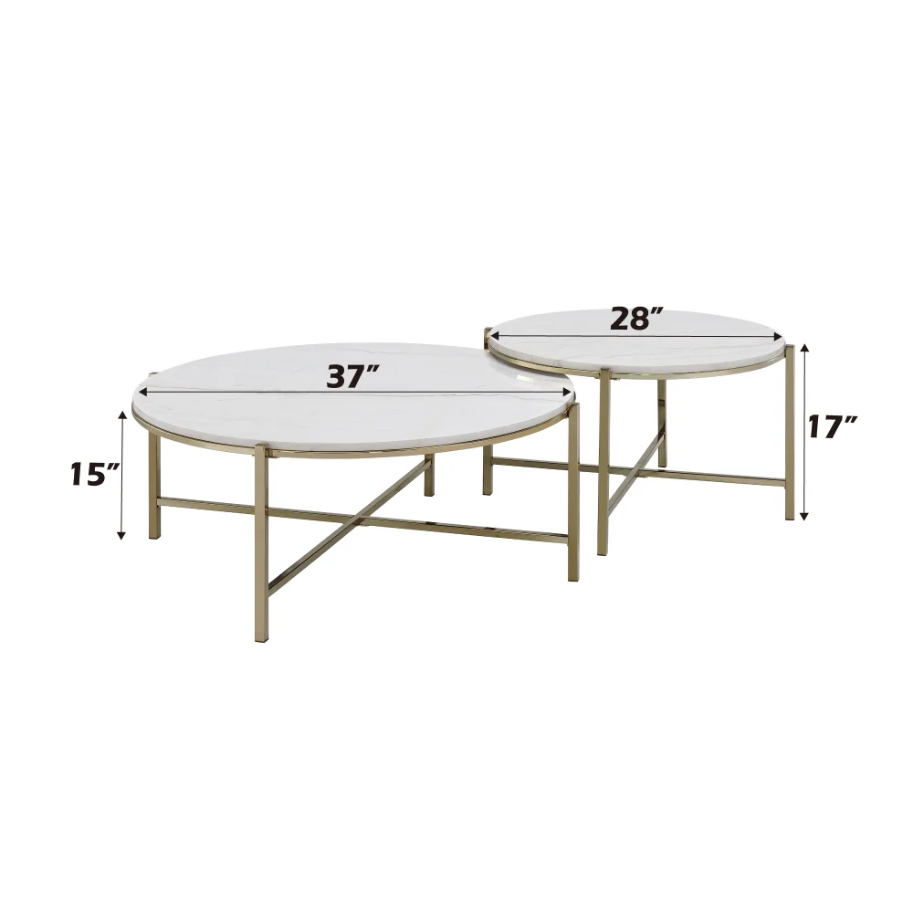 Marble Top Nesting Table Set with Nickel Finish - Zaidee 2