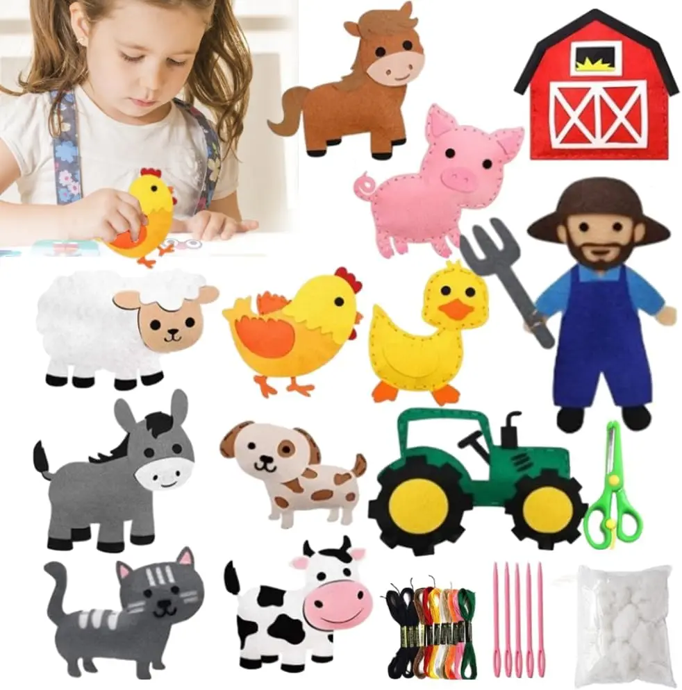 Actividad Familiar Kit De Costura Para Niños OKOOKO - 12 Animales De  Fieltro Para Crear Juguete Educativo Costura, image size:982x994