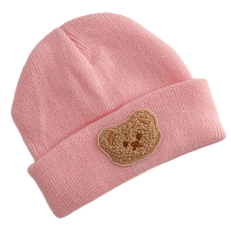 Lovely Bear Designing Toddler Bonnet Soft Knitted Hat Windproof Warm Headwear for Baby Aged 3 Months to 2 Years A2UB