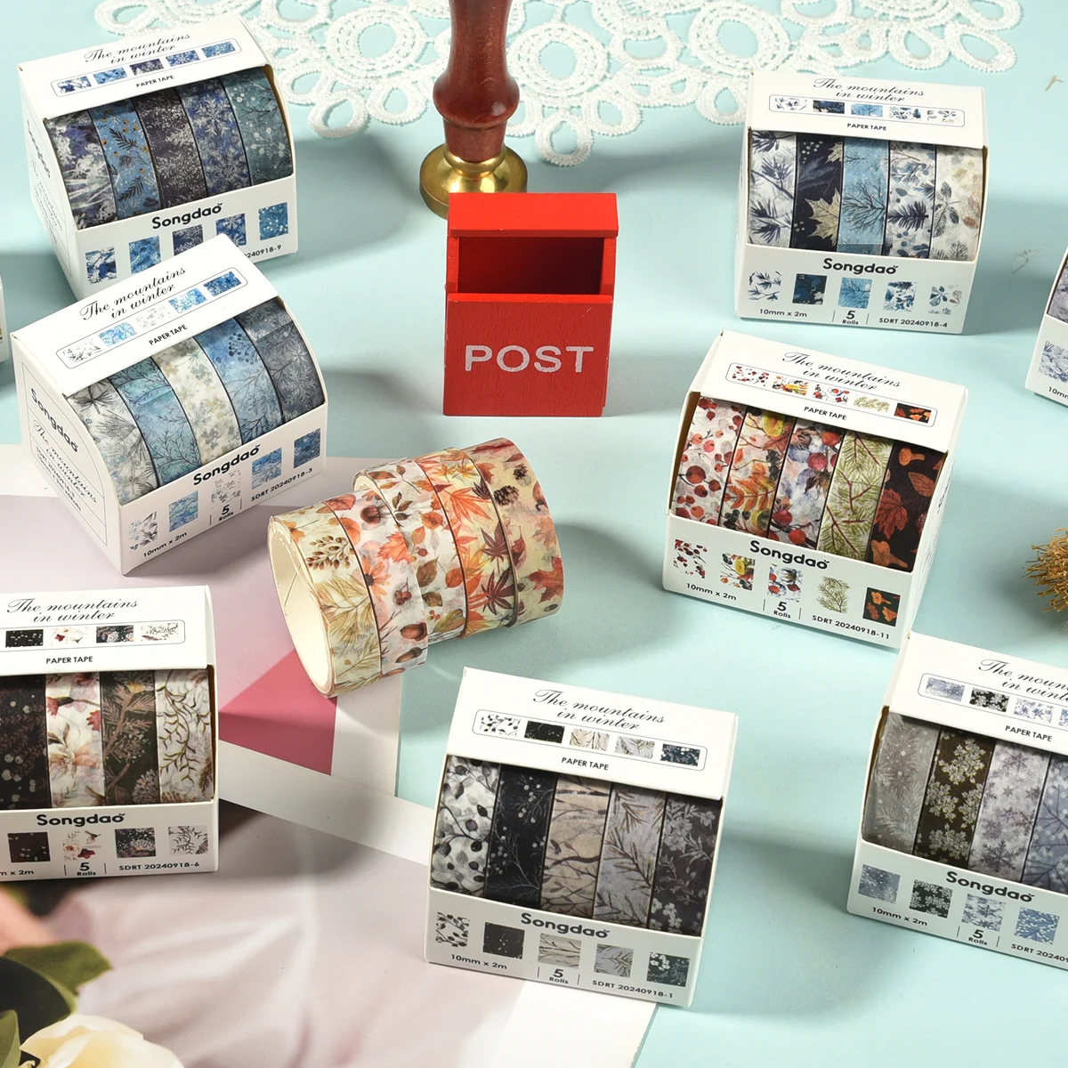 5 Rolls Spring Floral Washi Tapes Colorful Flowers Watercolor Plants Masking Tape Scrapbooking Journal DIY Craft Gift Wrapping 3