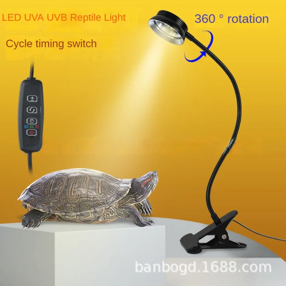 Reptile Heat Lamp with Cycle Timer, Pet LED Basking Light, UVA, UVB, Turtle, Tortoise, Lizard, Snake, Bearded Dragon