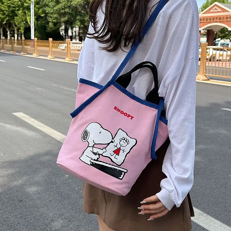 

Kawaii Милая Снупи мультяшный принт большая емкость сумка многофункциональная Холщовая Сумка мешок сумка тоут сумка на плечо для девушек