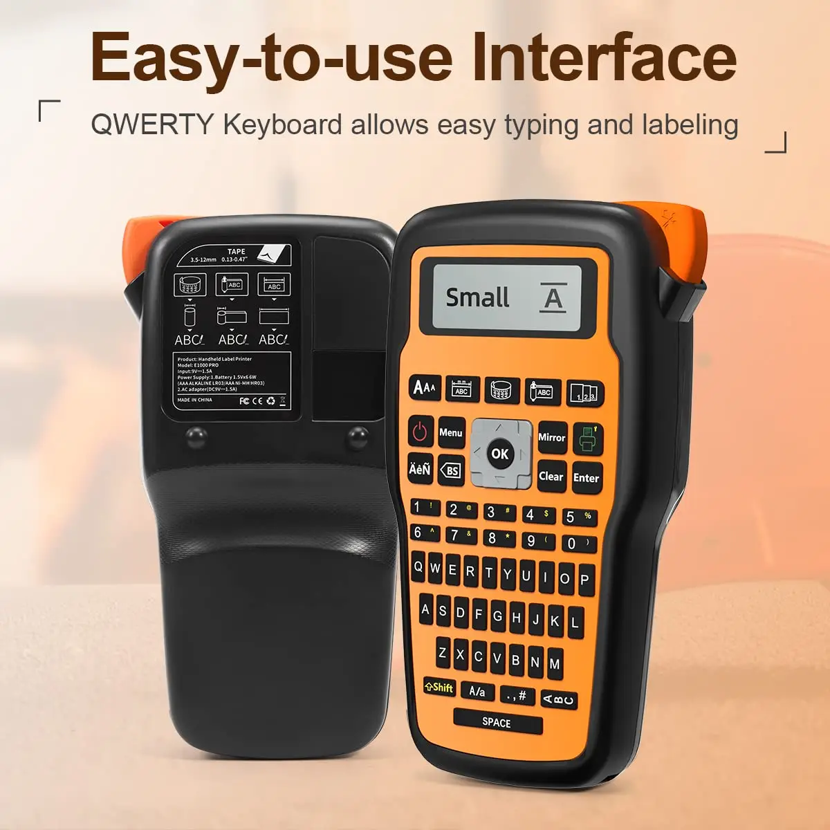 Handheld Label Maker Compatible for Brother Ptouch tze Cable Label Machine 203dpi E1000PRO Labeler for Communication Cable Label — view 3