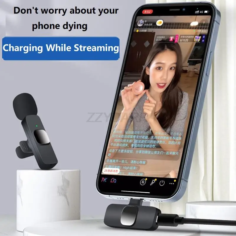 3.5mm Wireless Lavalier Lapel Microphone for iPhone Android Phone/Camera/Computer-Cordless Dual Mics for Video Recording