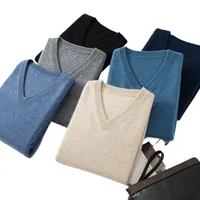 Wool Men's Sweaters V-neck Pullovers Cashmere Knitting Hot Sale Spring Autumn Sweaters Knitwear High Quality Jumpers Clothes 2