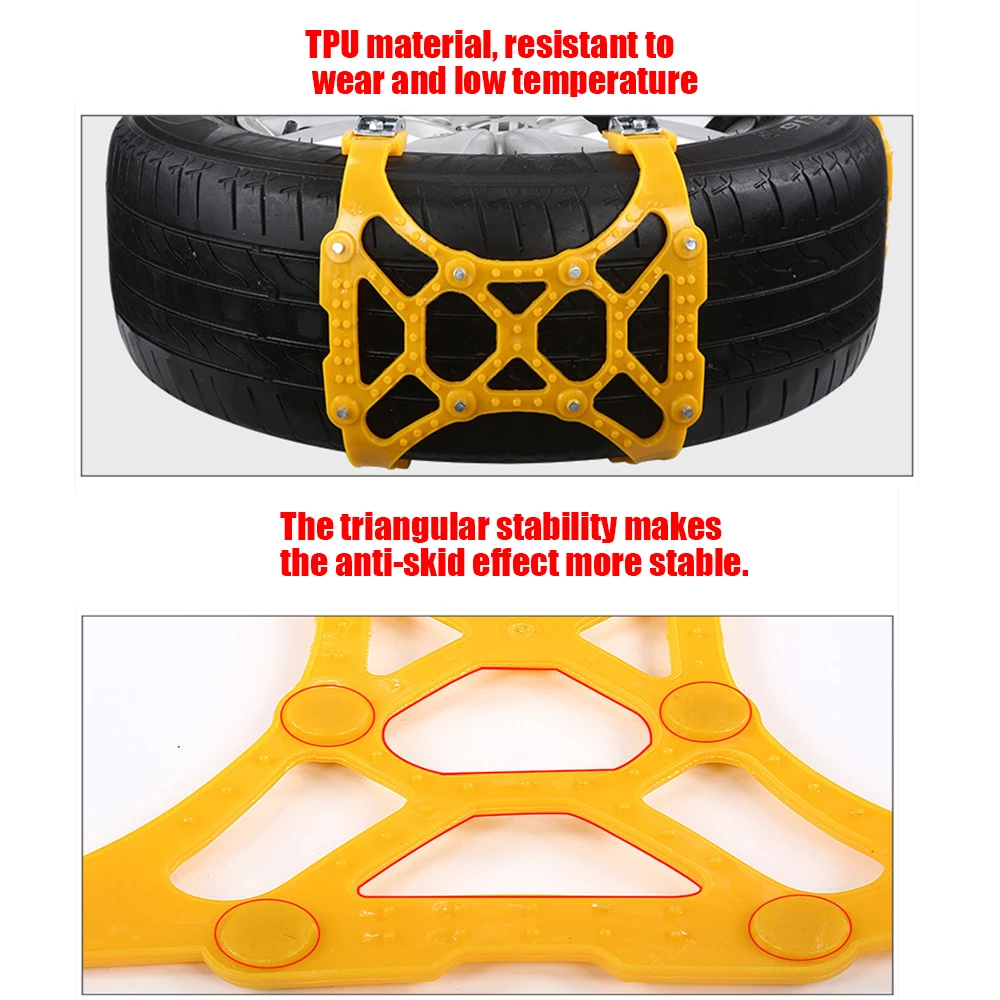 Tire chains 1 Piece Thickened Emergency Tool For Mud Ice Roadway Double Buckle TPU Wheel Snow Chains Car Tire Anti-skid Chain Adjustable
