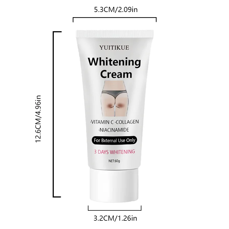 60g Whitening Body Lotion & Moisturizer - Alcohol-Free, Moisturizing Formula for Back, Legs, Arms - Contains Collagen Hyaluronic