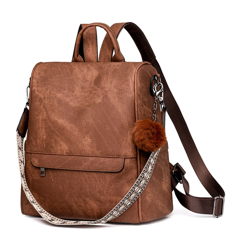 Women Backpack Purse PU Leather Anti-theft Casual Shoulder Bag Fashion Ladies Satchel Bags 2