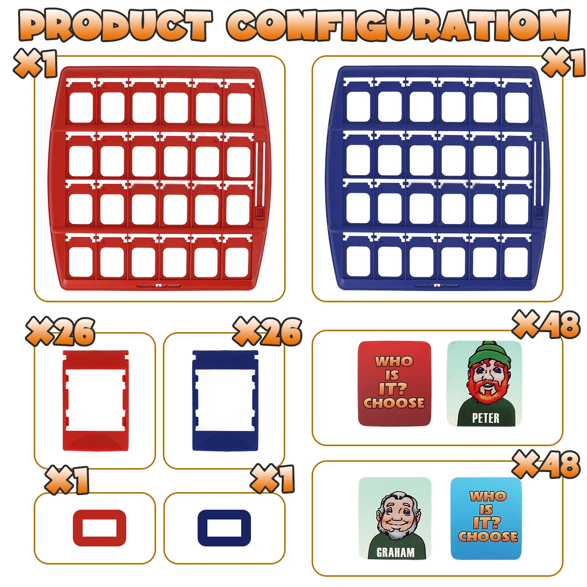 Guess Who Board Game  Classic 2-Player Family Logic Deduction Game, Parent-Child Interactive Toy with Character Cards