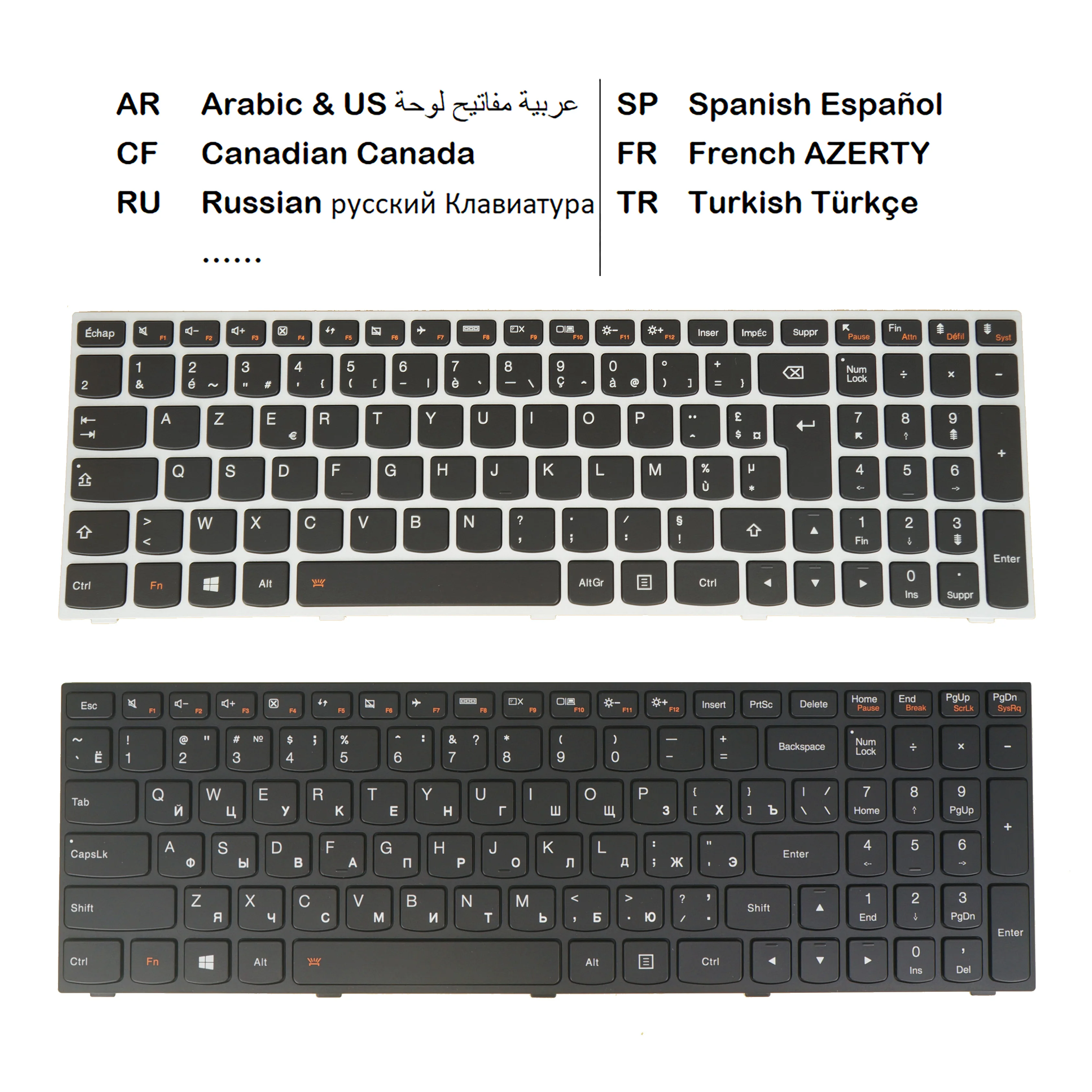 Teclado Retroiluminado para Lenovo M5070 M5080 Z50-70 Z50-75 Z51-70 Z7090 E50-70 E50-80 E50-80 Russo Árabe Espanhol Francês