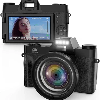 Vlogging용 사진 디지털 카메라, 4K 컴팩트 사진 캠코더, 와이파이 레트로 빈티지 유튜브 비디오 레코더, 회전 화면, 48MP