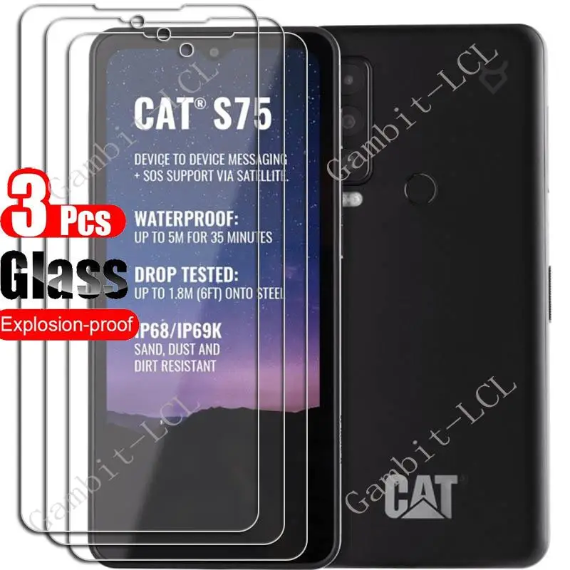 

3PCS 9H Tempered Glass For Caterpillar Cat S75 Protective Film On CaterpillarCatS75 CATS75 S 75 6.58" Screen Protector Cover