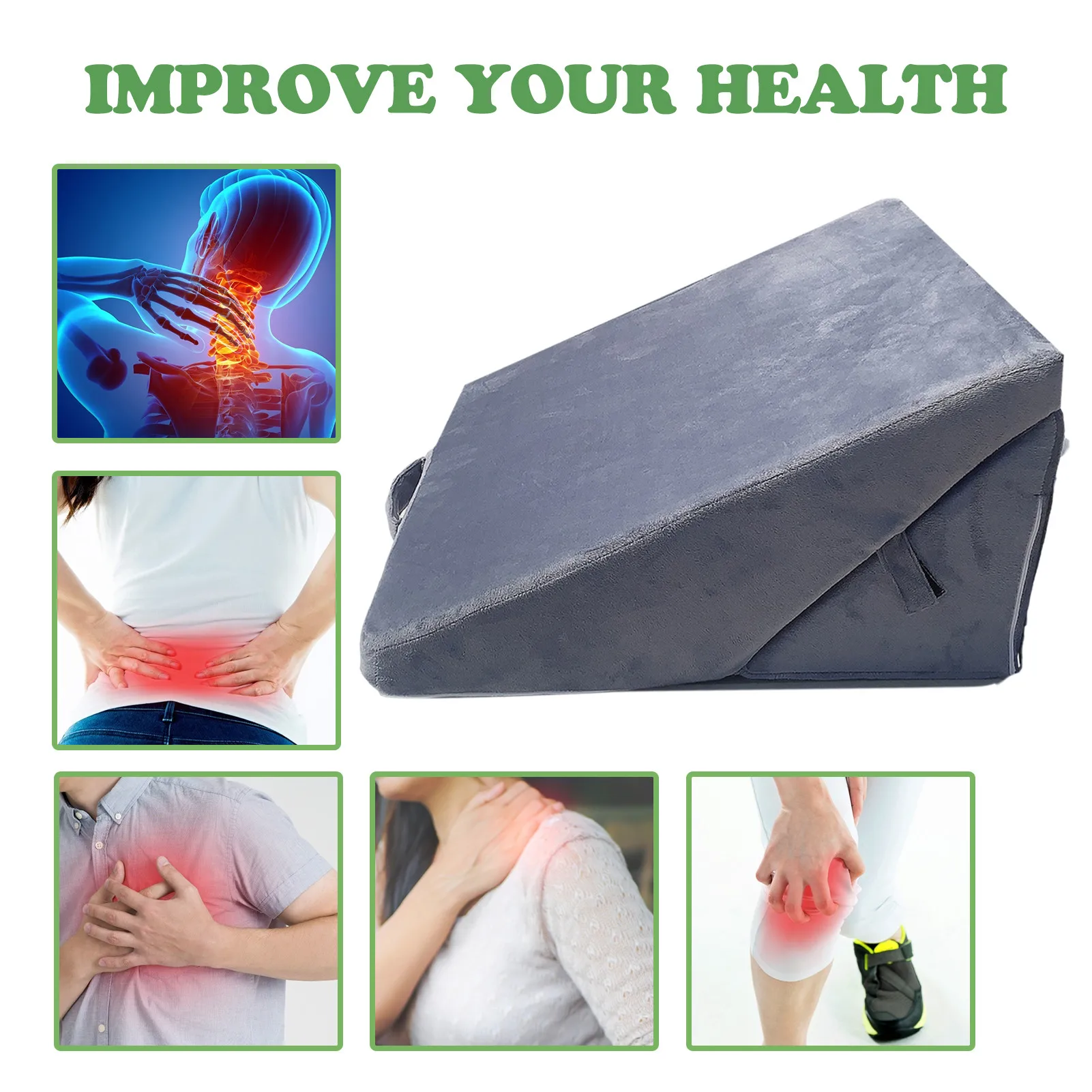 Foldable Memory Foam Wedge Pillow Adjustable Sleeping Incline Cushion Neck Protection Slow Rebound Removed Pillows #WO