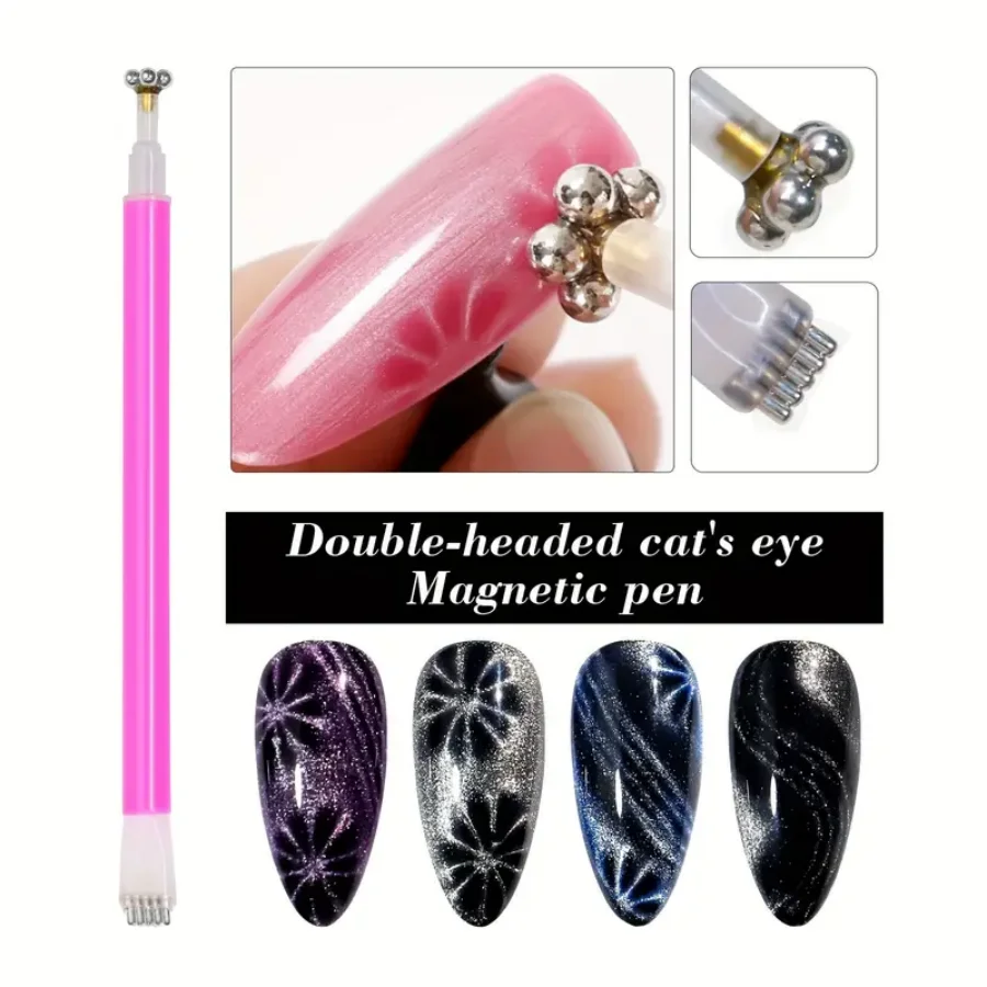 Cat Eye Magnet For Nails 8pcs Double-Head Nail Magnet Design Tool Gel Nail Polish Pen Art Stick magnetic nail art tools cat eye nail tool magnetic nail tools magnetic nail pen