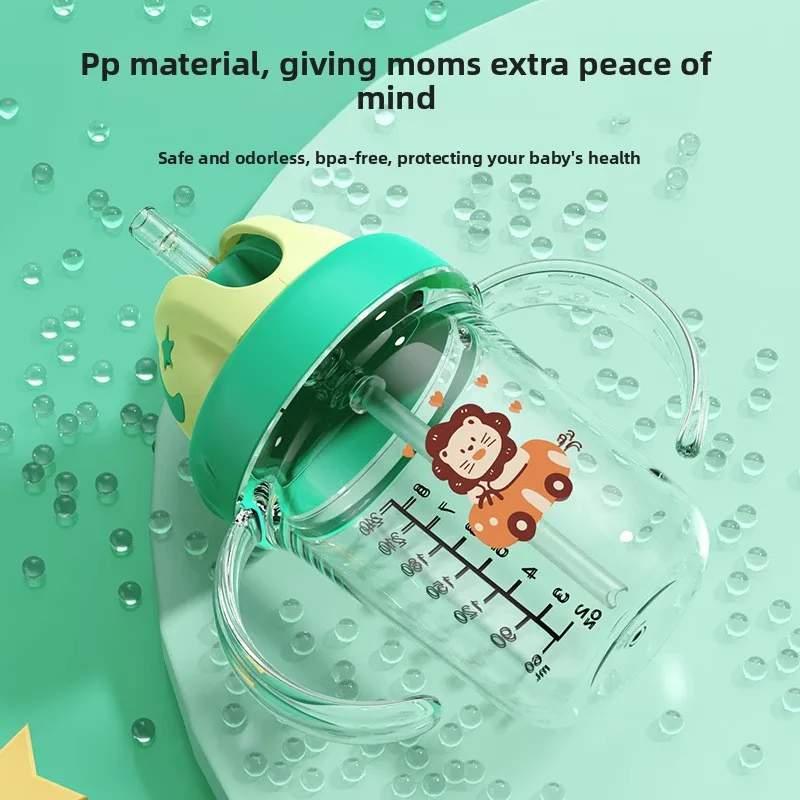 들이 물을 마실 수 있는 어린이용 대용량 플라스틱 밀짚컵 휴대용 물컵 방울 방지 및 누출 방지