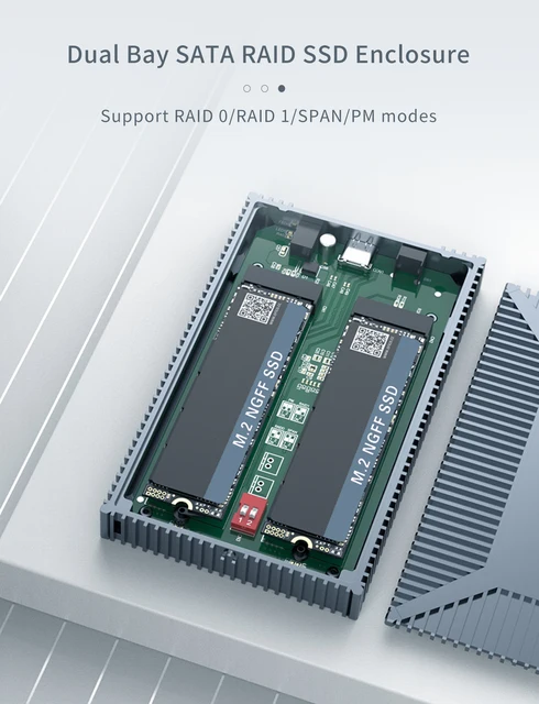 Yottamaster Dual Bay SATA RAID Enclosure 10Gbps NGFF SATA SSD