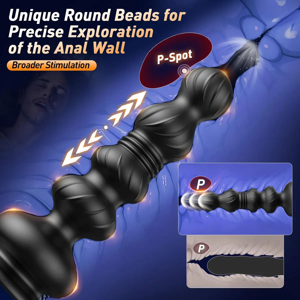 Thrusting Anal Beads Prostate Massager Anal Vibrator Toys Butt Plug Trainer Vibrating Thrusting Sex Toys for Men Women Adult — view 3