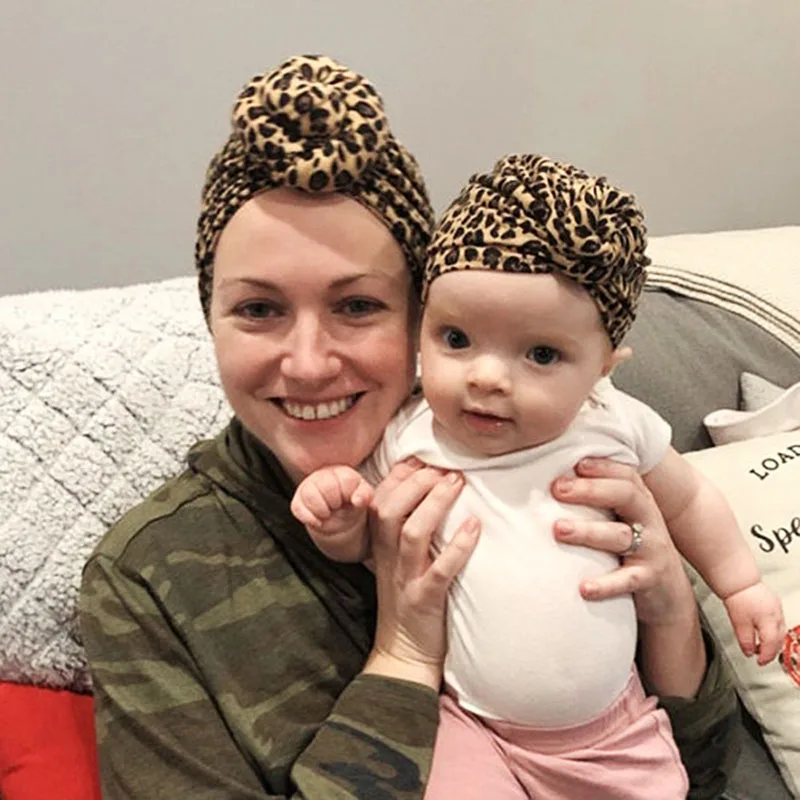 

Parent-Child Caps for Newborn Baby Leopard Print for Children Hats Baby Girl Protect Forehead Knitted Hats 10 Colors Baby Boy