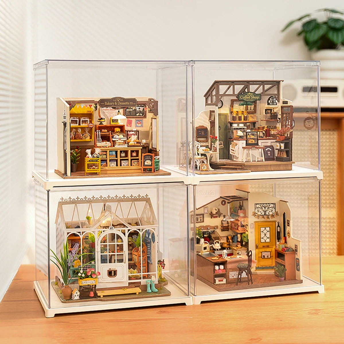 Robotime Rolife Dust Proof for All Miniature House Dollhouse Display Box Home Decoration Easy to Assembly 5