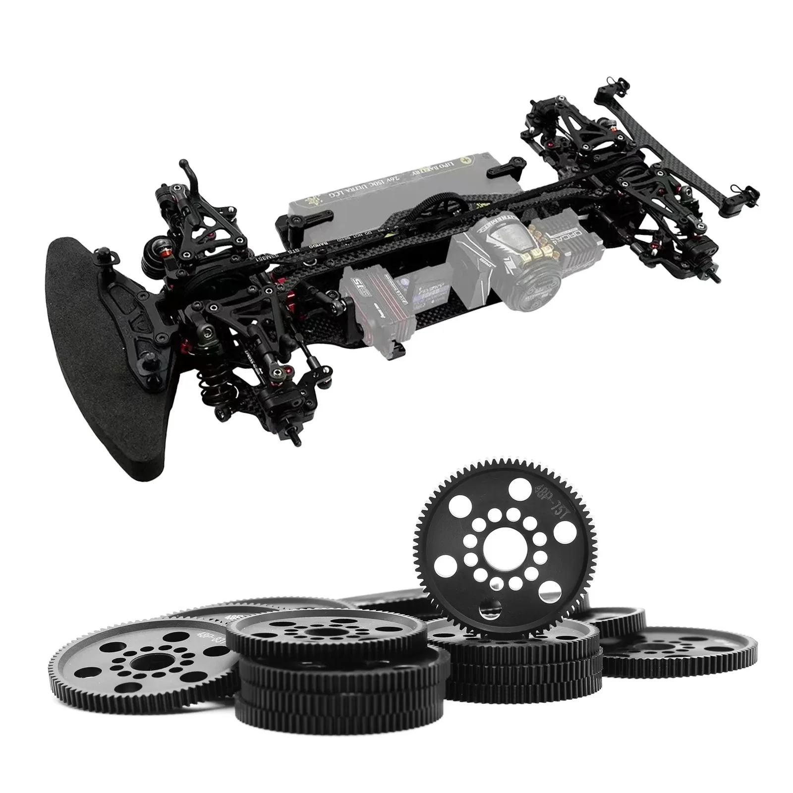 Ensemble de pignons moteur RC 75T-82T dans huit couleurs différentes, parfait pour personnaliser votre voiture RC