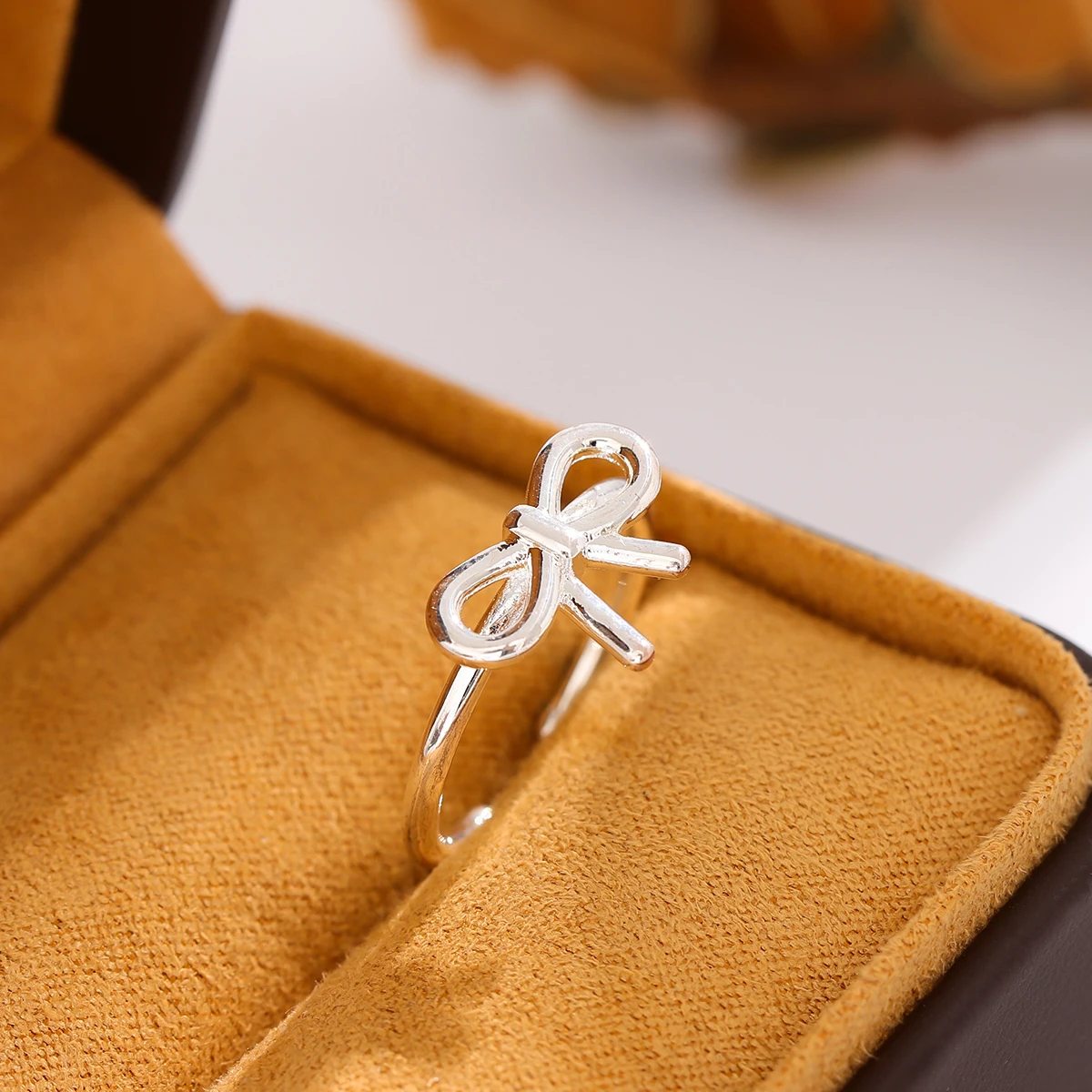Silver Ring 925 Sterling Silver Bow Female Opening R205