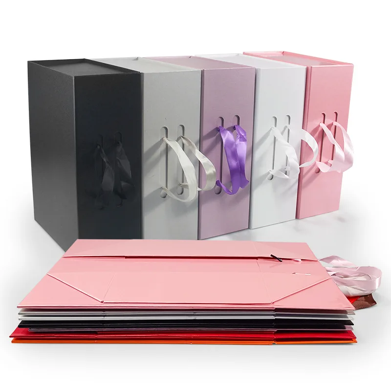 2pcs Foldable Magnet Clamshell Gift Boxes For Wedding Birthday Christmas Party Clothing wig Packaging Box