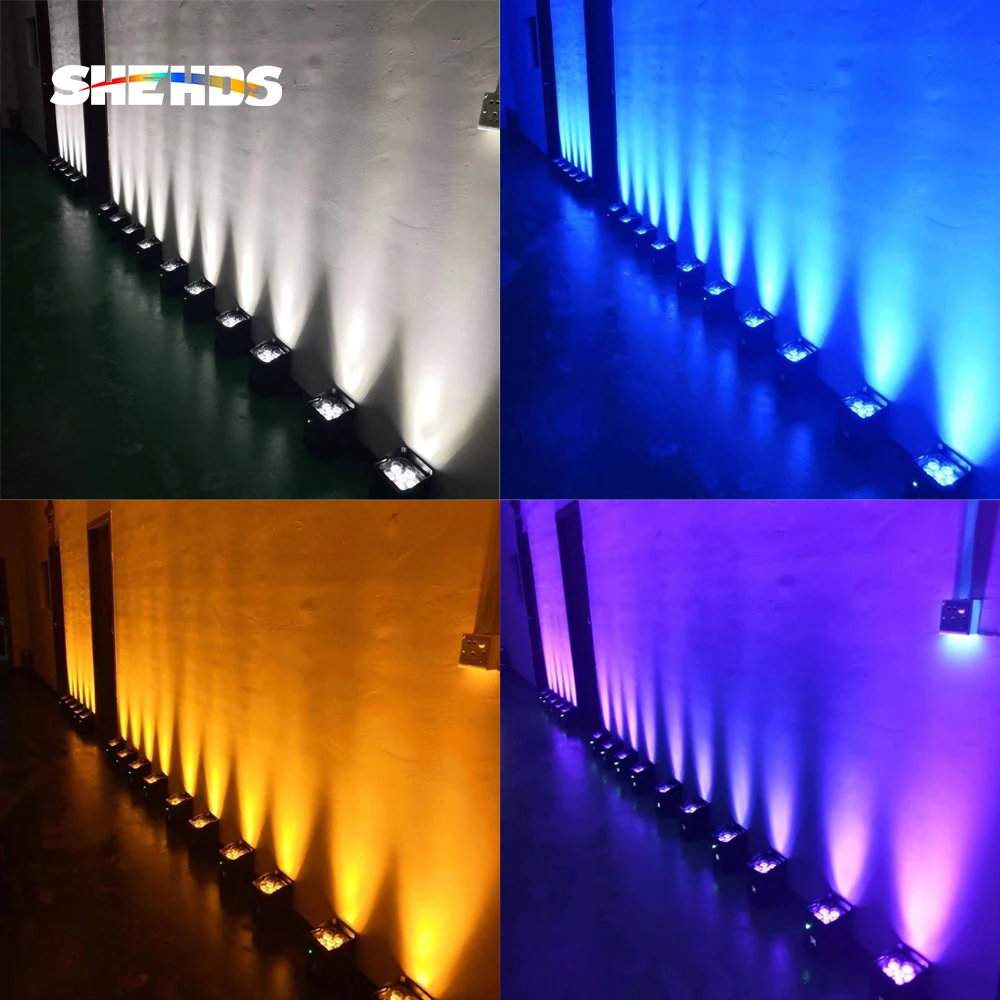 SHEHDS 4/6pcs 6x18w LED 배터리 빛 무선 Wifi 워시 파 파티 DJ 디스코 레스토랑 웨딩 홈 벽 워시 APP 전화 계속