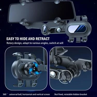 Enhanced 360° Car Phone Holder - Flexible Rotating Mount with Telescopic Grip