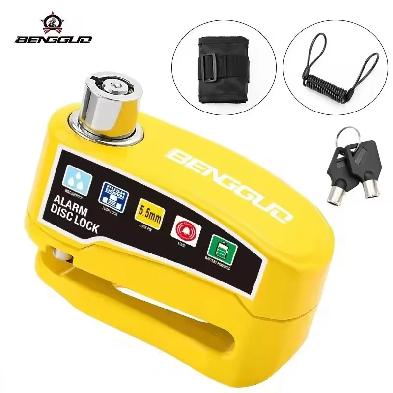 Waterproof Anti-Theft Motorcycle & Bicycle Padlock with Alarm and Keys