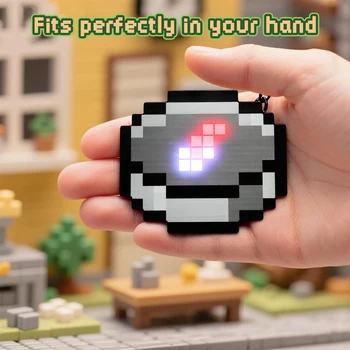 Creative 3D Kids Rechargeable Pixel Compass Keychain Cartoon Backpack Key chain Game Periphery Toys Birthday Gifts Office Parner 1