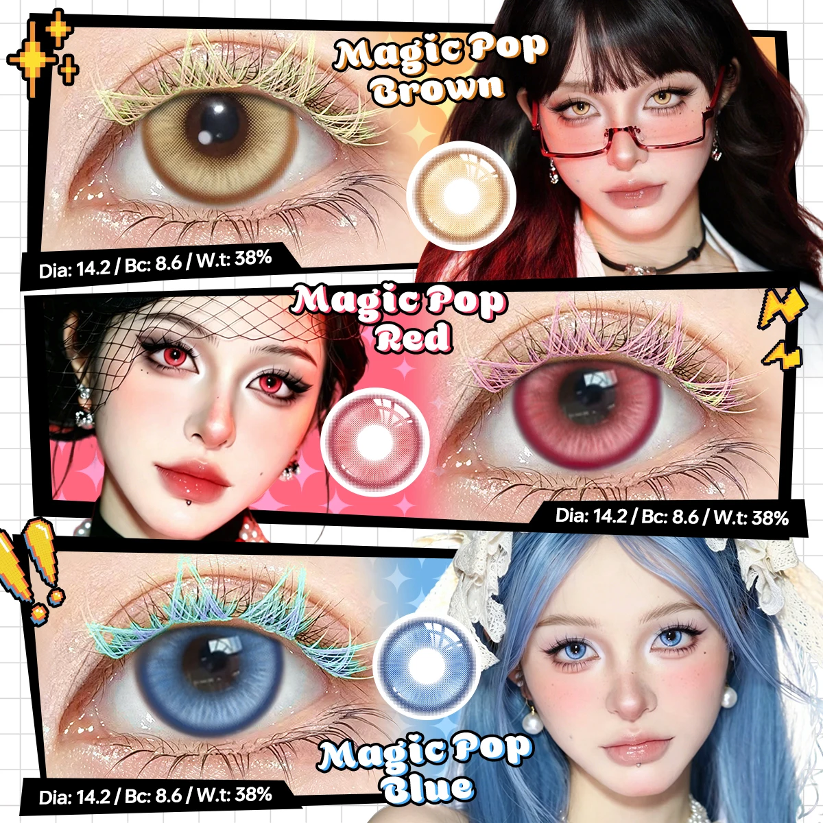 VISUASHOW Magical Pop Purple/Pink Cosplay Contact Lenses for Party and Halloween Eye Makeup
