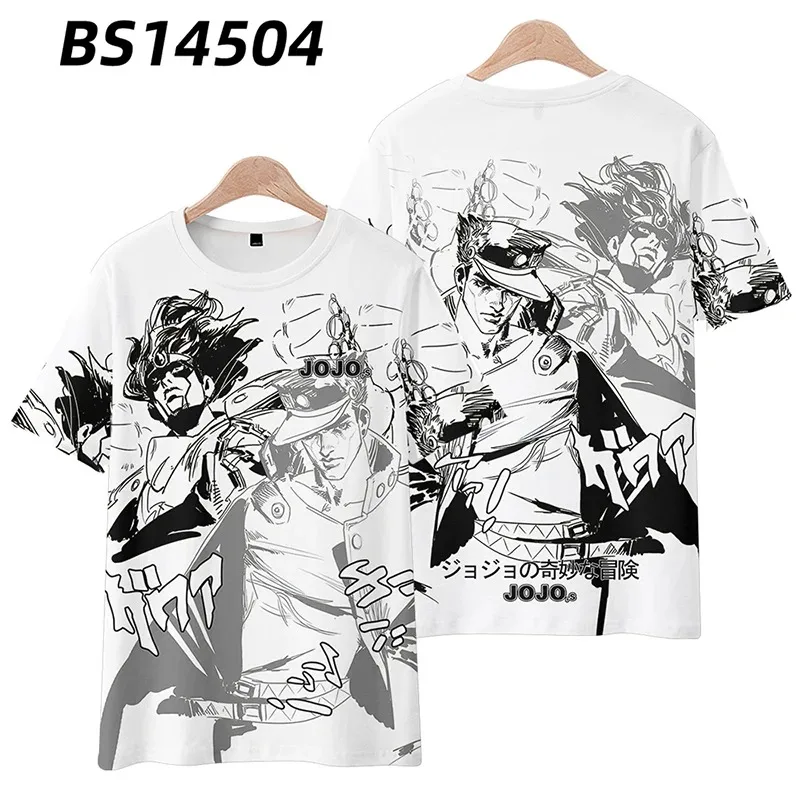 Men and Women Jojo's Bizarre Adventure 3D Print O-Neck T-shirt, Funny Graphic T, Kujo Jotaro Cosplay, Short Sleeve, Summer 2024