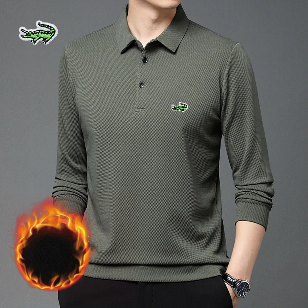 

CARTELO Autumn Lapel Men's Polo Shirt High Quality Elastic Business Casual Top Male Classic Comfortable Slim Long-sleeved Tees