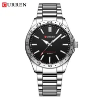 CURREN 8452 Men Quartz Watch Simple Fashion Leisure Business Clock Black Silvery Stainless Steel Strap Wristwatch for Male 5