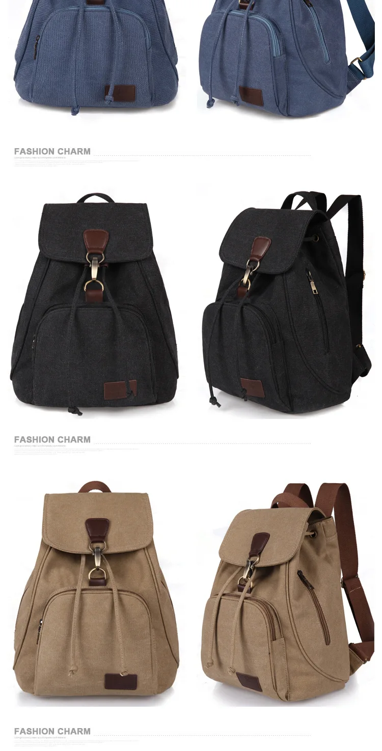 Women's Vintage Canvas Drawstring Backpack For School And Travel_voghion.com