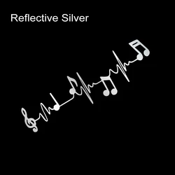 Music Heartbeat Reflective Vinyl Decal - Car Sticker for Windows, Trucks, Laptops, and Notebooks (Reflective Silver)