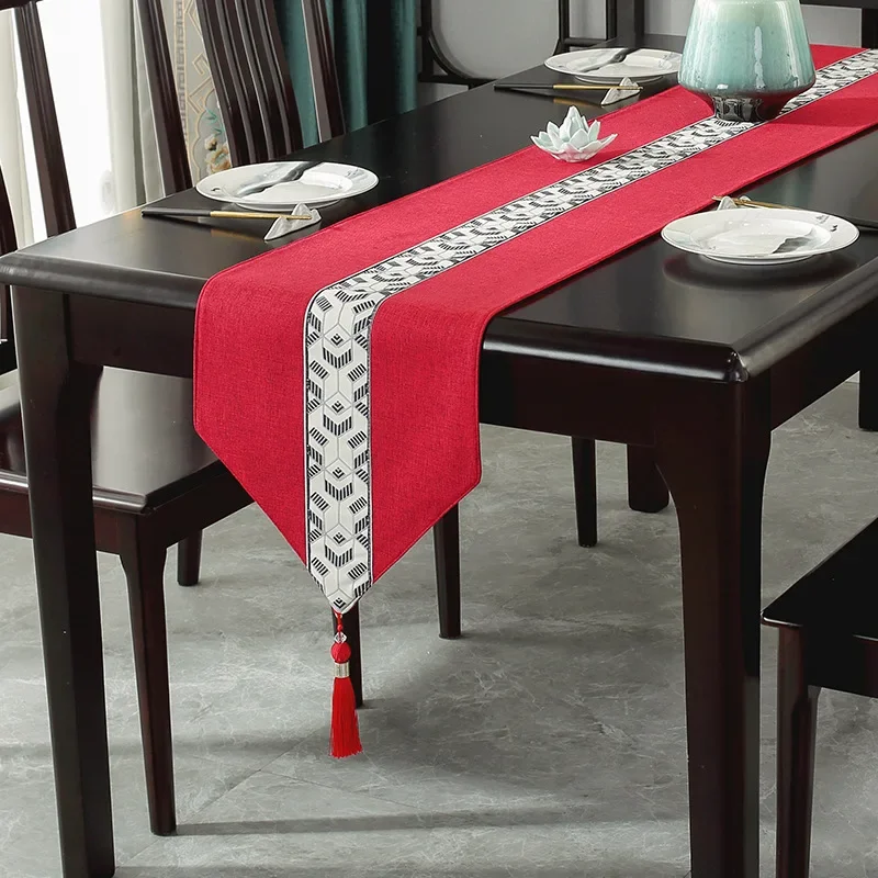 

Retro Chinese Style Table Runner Wed Dinner Table Flag Art Home Party Coffee Tea Tabl Cover Decor Textile Embroidery with Tassel