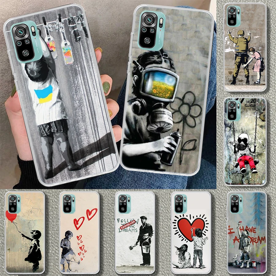 Custodia Per Telefono Street Art Banksy Graffiti Per Xiaomi Redmi Note 12S 12 11 11S 11T 11E 10 Pro 10S 9 9S 9T 8 8T 7 Plus Stampa Coq
