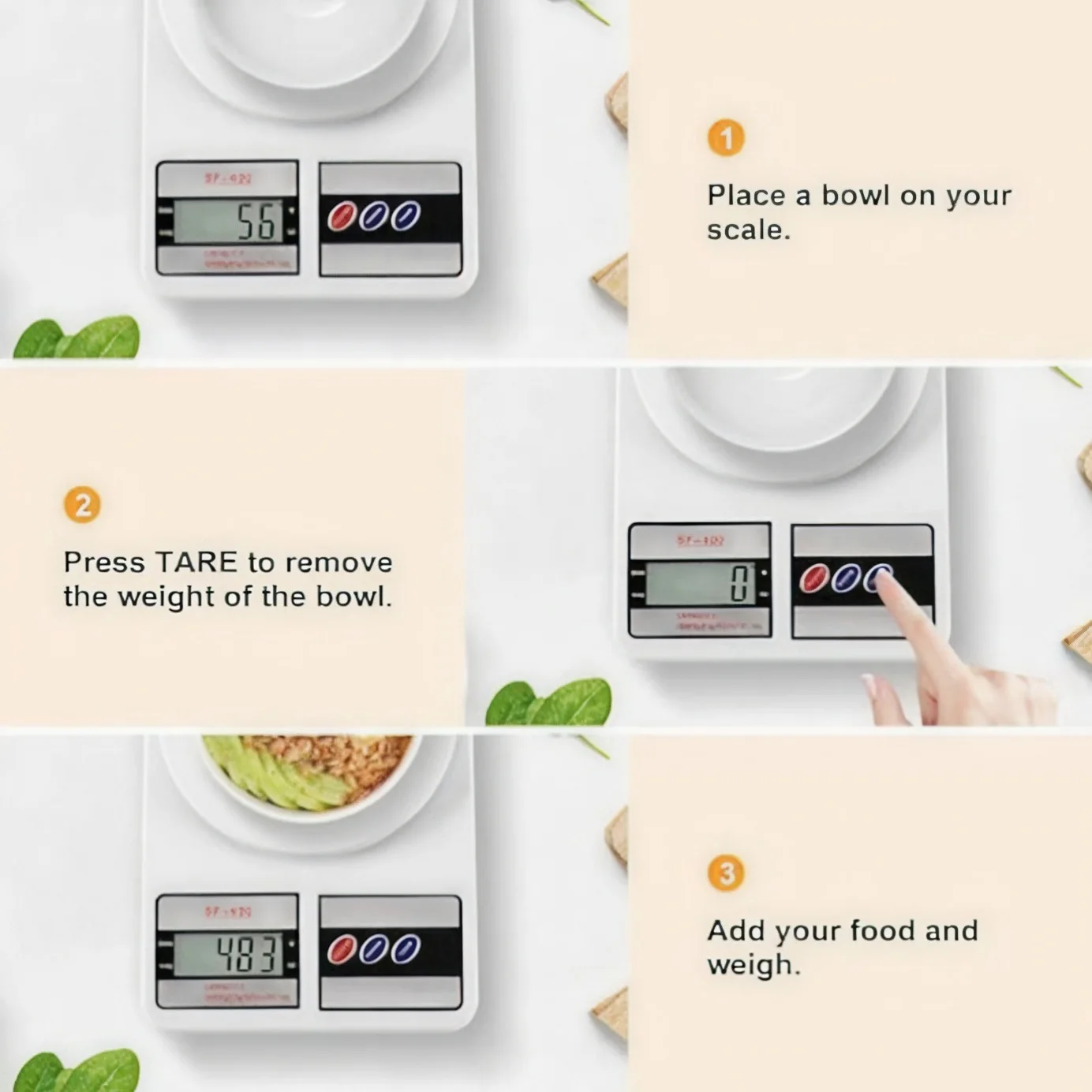 Precision Stainless Steel Digital Kitchen Scale - 22lb/10kg Capacity, Versatile Measurement Units, Battery Powered