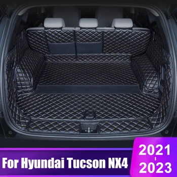 현대 투싼 NX4 2021 2022 2023 하이브리드 N 라인 가죽 자동차 트렁크 보호 매트, 카펫 화물 커버 트레이 액세서리