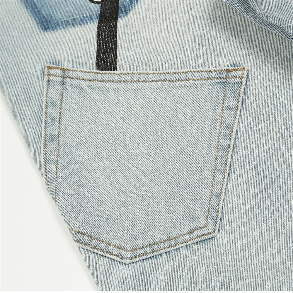 Y2k Printed Man Woman Blue Jeans Trousers for Men Trends Clothes Pants Men's Youth Trendyol Streetwear Baggy Casual Straight