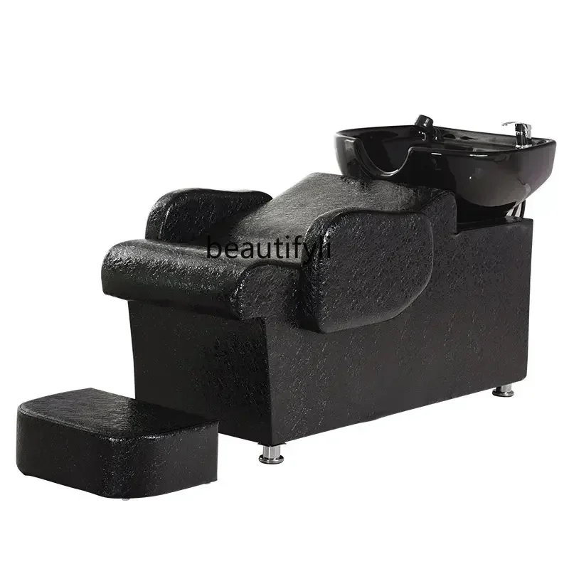 Shampoo Chair Barber Shop Salon Bed Hair-Washing Chair Flushing Bed Ceramic Basin Hair Salon for Hair Salon