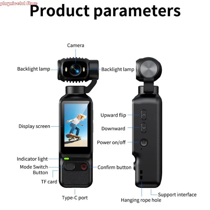 4K 블로깅 카메라 휴대용 비디오 캠코더 안정화 Wifi 야외 E8BA용 LCD 화면이 있는 180도 회전식 렌즈
