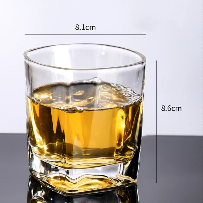 Wine Glass 235ml Thickened Bottom Square Water Bottle Thick Glass Tumbler Old Fashioned Transparent Coffee Cups Juice Cup