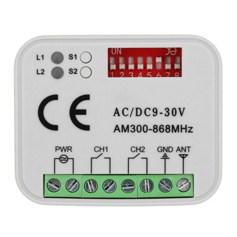 Remote Control Switch Receiver 300-868MHz 433MHz Receiver Universal AC/DC 9-30V Garage Door Control Garage Command