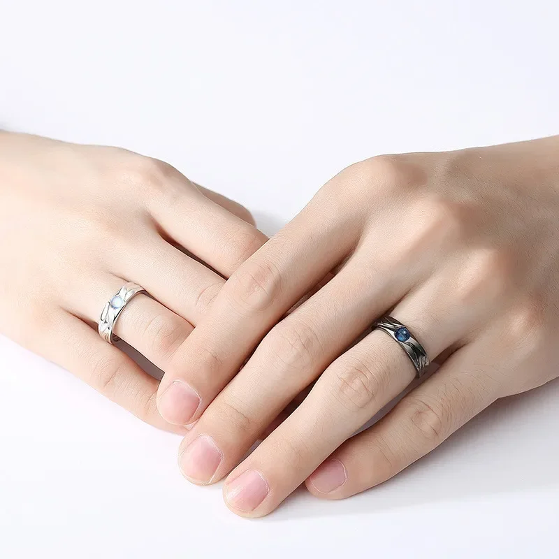 Wedding Engagement Couple Finger Fashion Rings New Demons and Angels Matching Set Minimalist Lovers