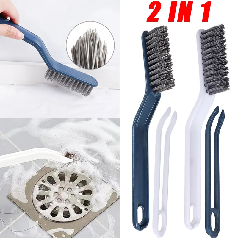 SHUNWEI 2 cepillos de limpieza pequeños para limpiar fregaderos con asa,  cepillo de limpieza de lechada de esquina de borde de cocina para uso