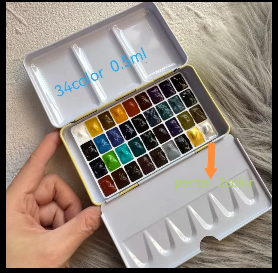 Mijello Two tone Granulation Settling Watercolor Paint Package 34 Colors 0.5/1/2ml Artist Beginner Acuarela Art Supplies 2025 4